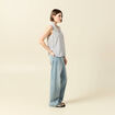 Top sans manches col montant bleu femme