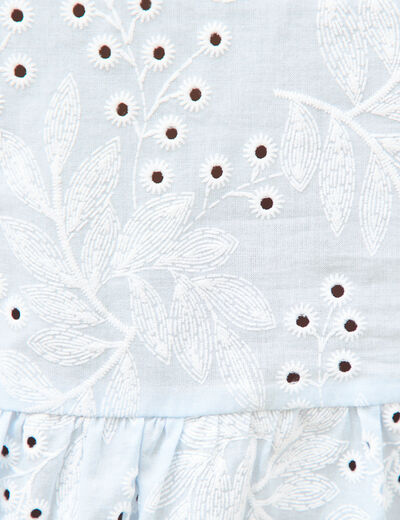 Chemise col v manches longues en coton blanc femme