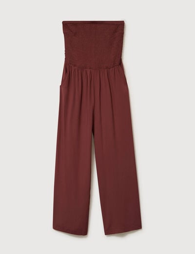 Combinaison bustier sans manches marron cognac femme