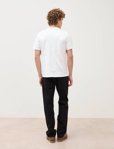 T-shirt col mao manches courtes en coton blanc homme