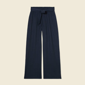 pantalon large fluide noeud bleu marine femme Pantalon large fluide noeud bleu marine femme