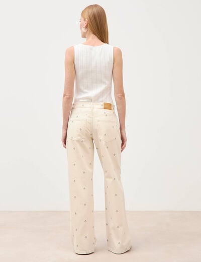Jeans wide leg taille standard blanc femme