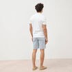 Polo cintr&eacute; en coton manches courtes blanc homme