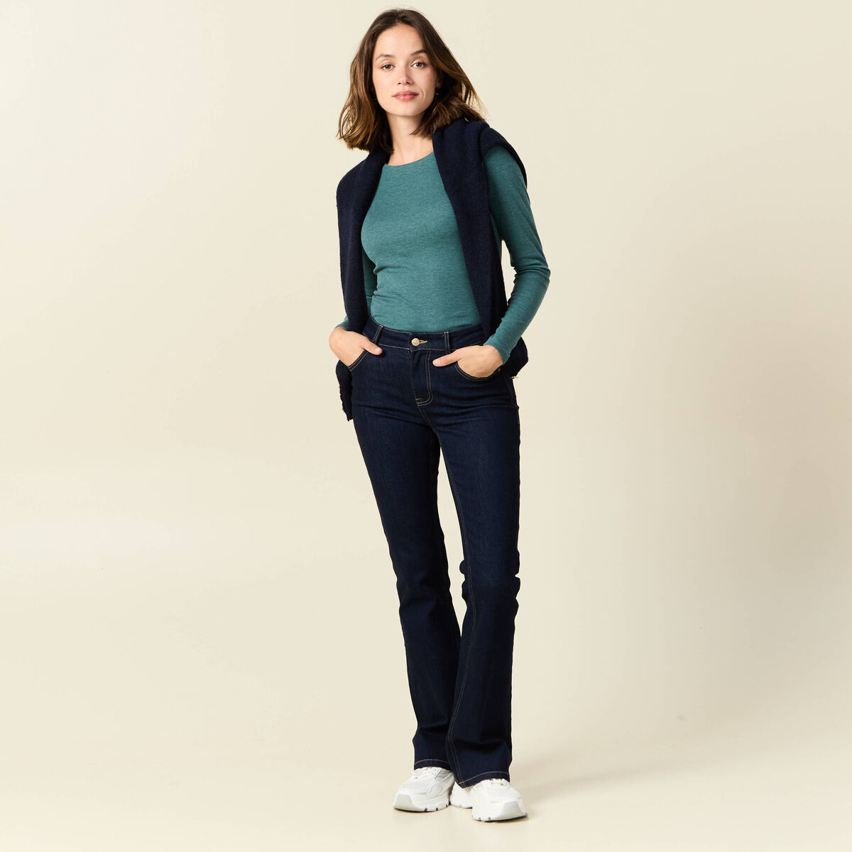 T-shirt femme maille unie Instinct vert canard femme