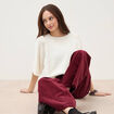 Pull droit manches 3/4 col rond ecru femme
