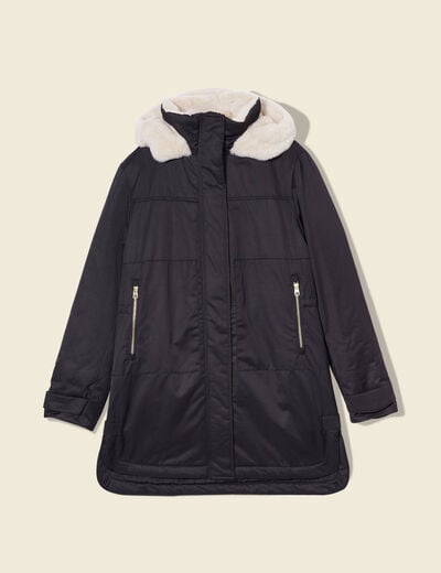 Parka droite à capuche noir femme