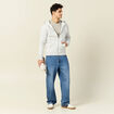 Sweat &agrave; capuche manches longues gris homme
