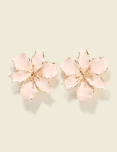 Boucles d'oreilles forme fleur rose champagne femme