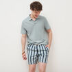 Maillot de bain ray&eacute; doubl&eacute; bleu gris homme