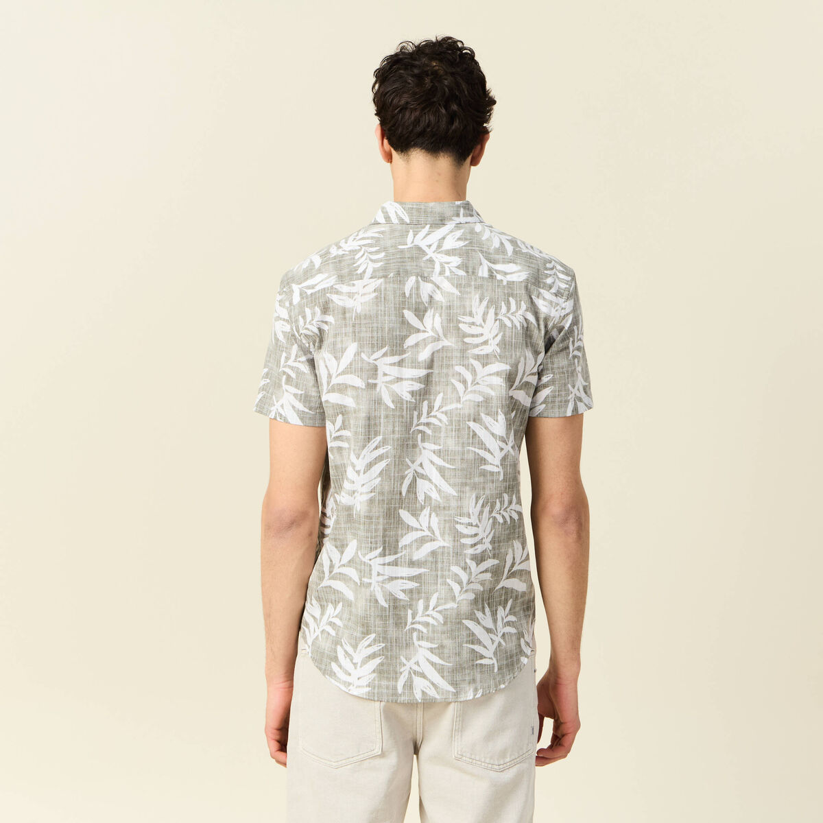 Chemise manches courtes vert kaki homme