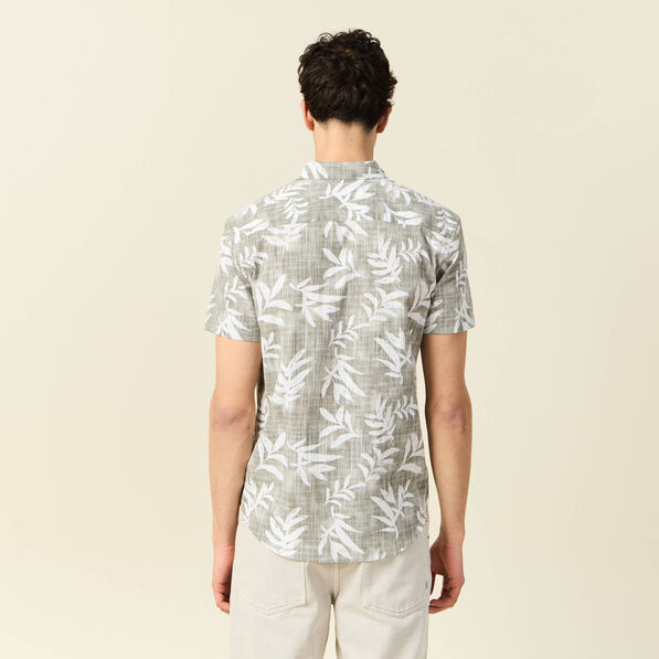 Chemise manches courtes vert kaki homme