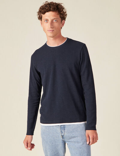 T-shirt manches longues bleu marine homme