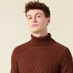 Pull manches longues marron cognac homme