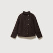Veste oversize courte col tailleur marron fonc&eacute; femme