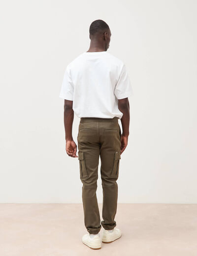 Pantalon battle bas resserr&eacute; vert kaki homme