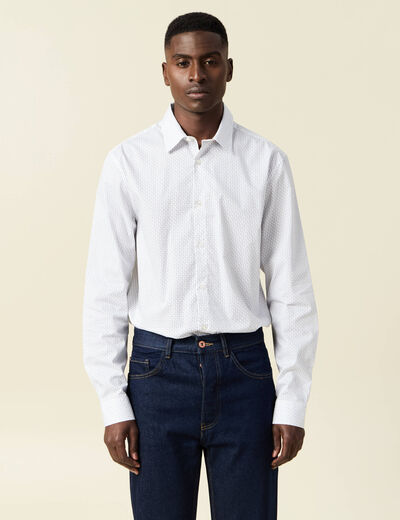 Chemise en coton manches longues blanc homme