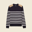 Pull manches longues bleu fonc&eacute; homme