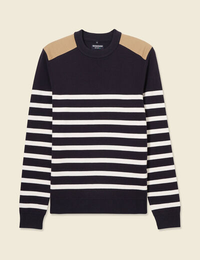 Pull manches longues bleu fonc&eacute; homme