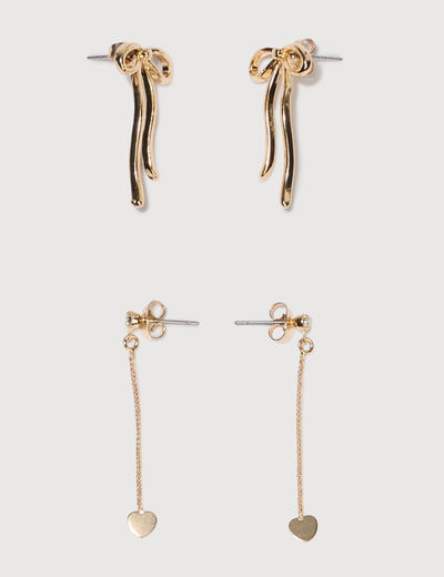Lot de 2 boucles d'oreilles couleur or femme