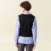 Pull sans manches col en V noir femme