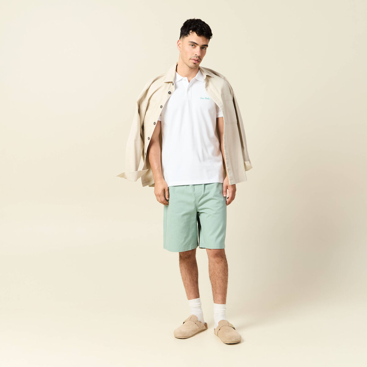 Bermuda droit vert olive homme