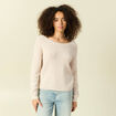 Pull r&eacute;versible manches longues col rond creme femme