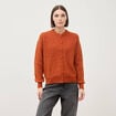 Gilet manches longues col rond marron cognac femme