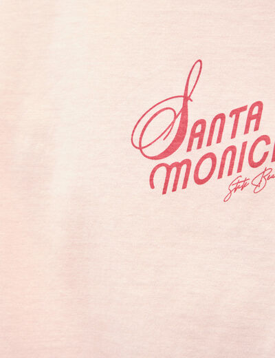 T-shirt en coton rose poudr&eacute;e homme