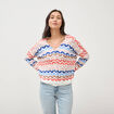 Pull droit col v manches longues multicolore femme