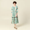 Robe longue évasée noeuds blanc femme