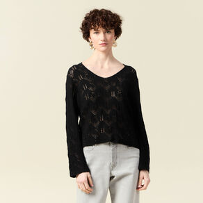 Pull éco-responsable noir femme