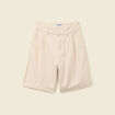 Bermuda droit pinces en jean ecru femme