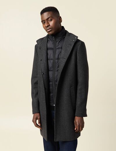 Manteau ajusté boutonné gris foncé homme