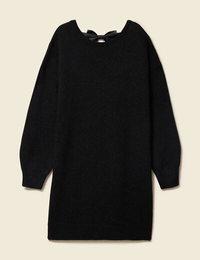 Robe pull fin manches longues noir femme