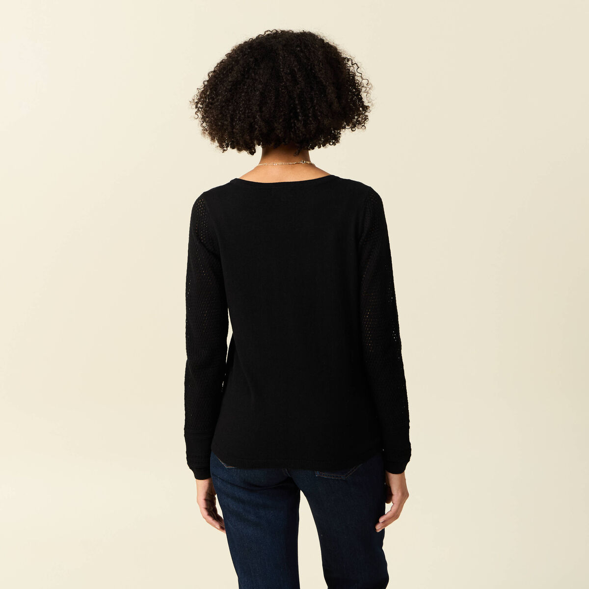 Gilet manches longues boutonné noir femme