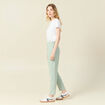 Pantalon cigarette vert olive femme