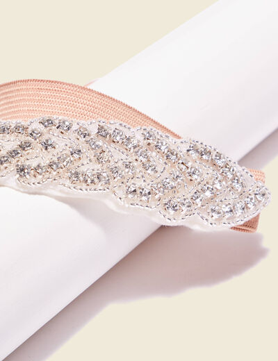 Bandeau détails bijoux creme femme