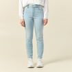 Jeans slim taille haute 7/8ème denim bleach femme