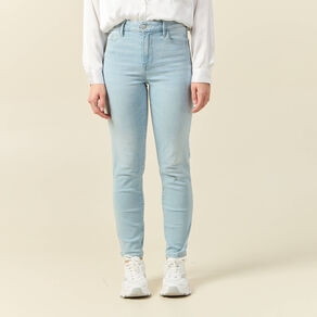 Jeans slim taille haute 7/8ème denim bleach femme