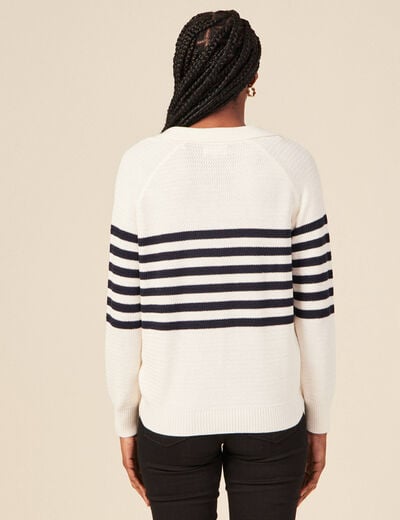 Pull col polo éco-responsable bleu marine femme