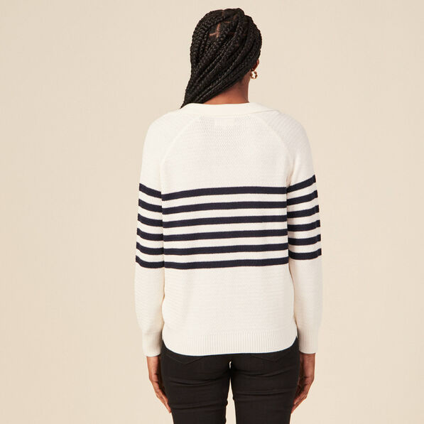 pull col polo eco responsable bleu marine femme Pull col polo éco-responsable bleu marine femme