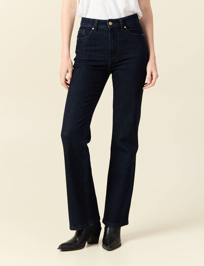 Jeans flare taille haute denim brut femme