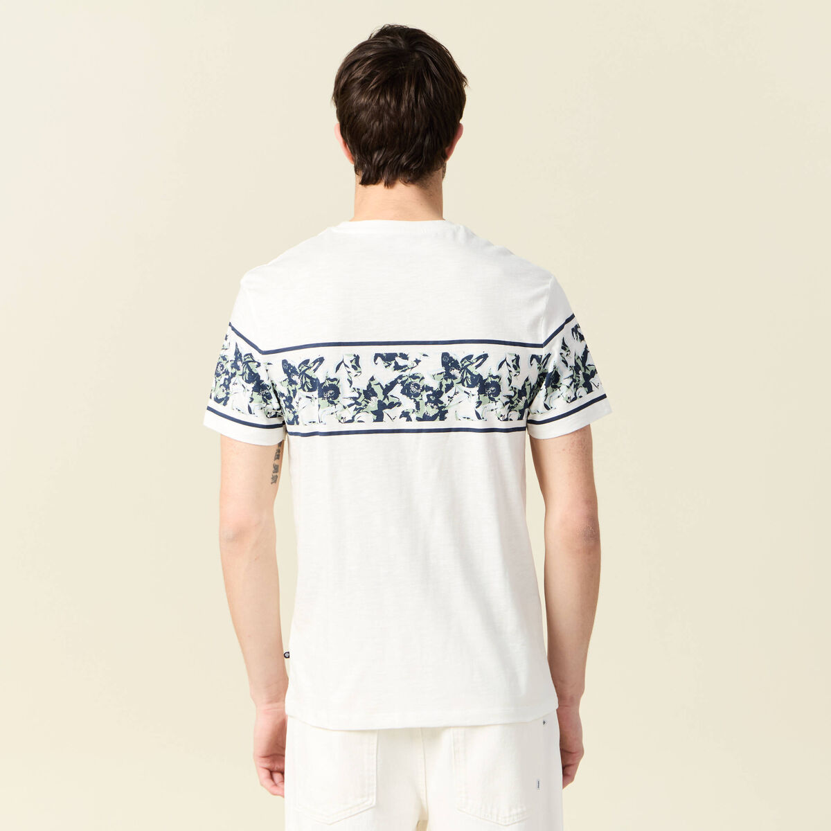 T-shirt coupe droite en coton col rond bleu ciel homme