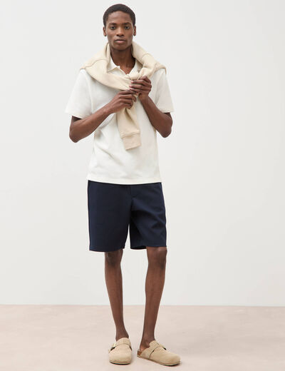 Polo col polo manches courtes ecru homme