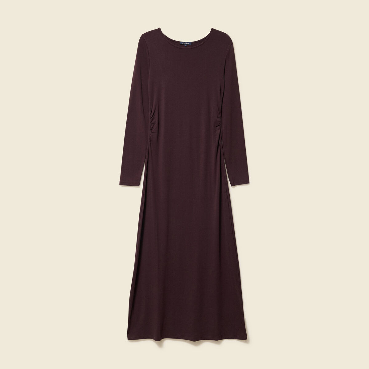Robe manches longues en maille marron fonc&eacute; femme