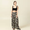 Pantalon large taille haute noir femme