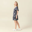 Robe évasée manches courtes bleu femme