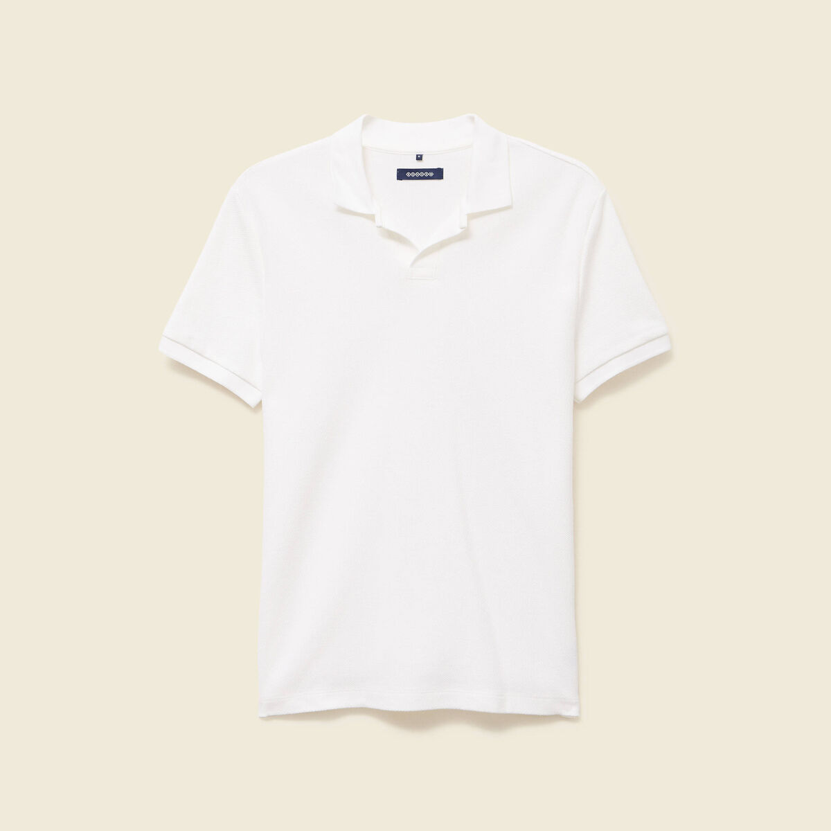 Polo cintr&eacute; manches courtes en coton blanc homme