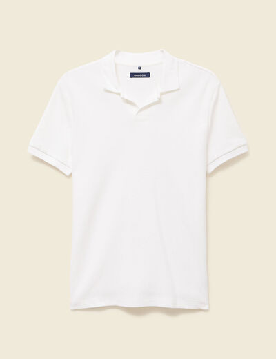 Polo cintré manches courtes en coton blanc homme