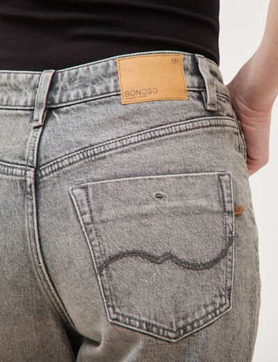 Jeans mom 7/8&egrave;me denim gris femme